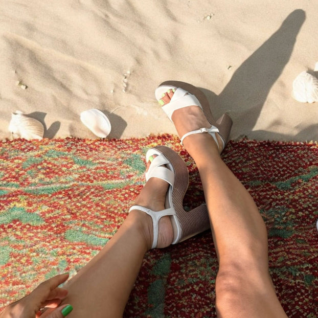 *Rylee - Ivory Platform Leather Sandals