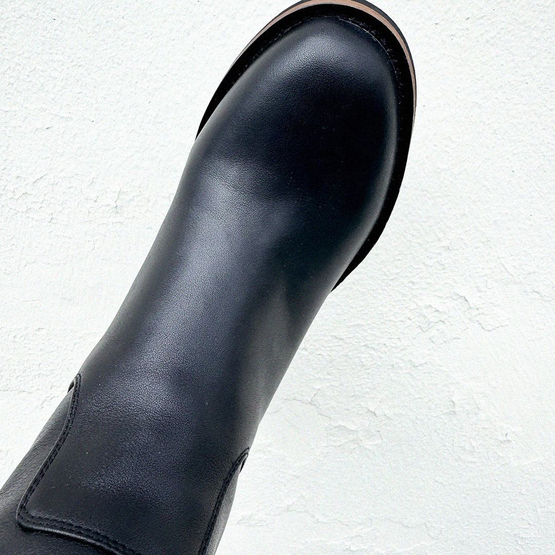 AIJA - Black Leather Knee High Boots