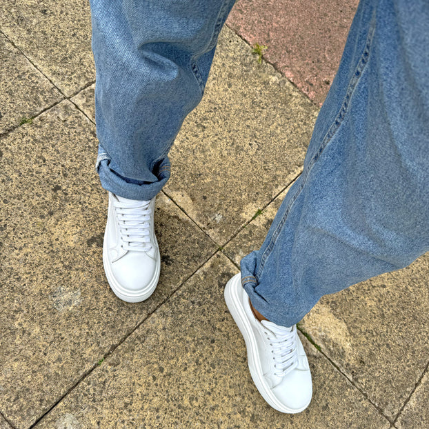 *AILANI WHITE - platform leather sneaker