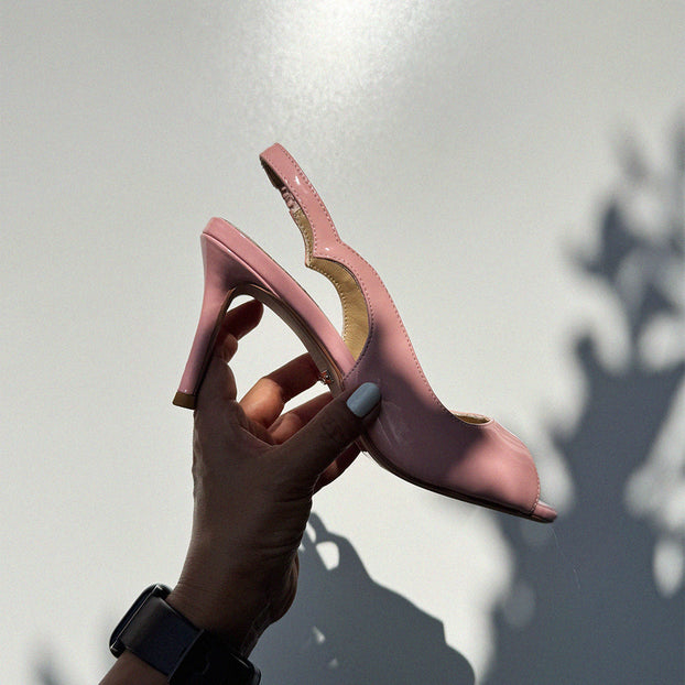 *ANGELIKA PINK PATENT - open toe slingback