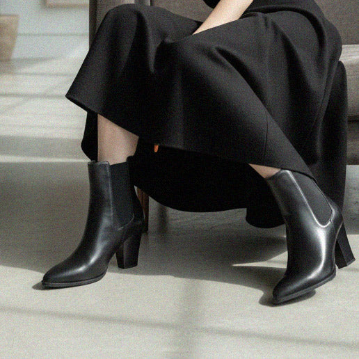 JENNY BLACK - black leather cowboy boots