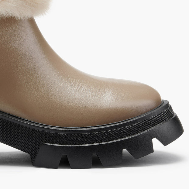 CAMERON BEIGE - fur lined ankle boots