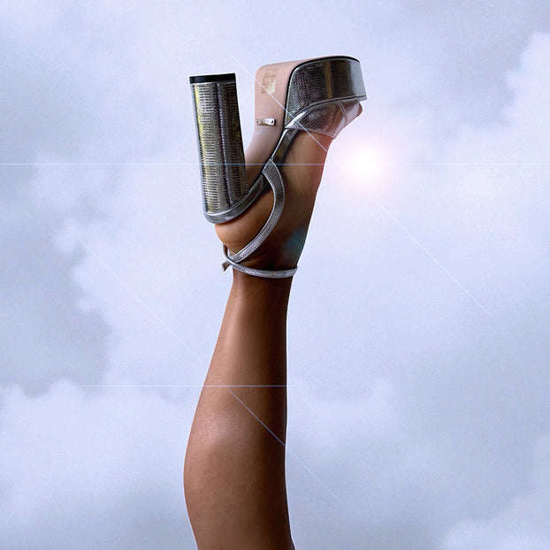 CHARLOTTE SILVER - platform leather sandals