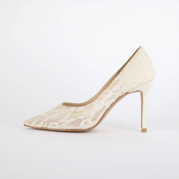 *UK size 2.5 - FREE LOVE - ivory, 9cm heel
