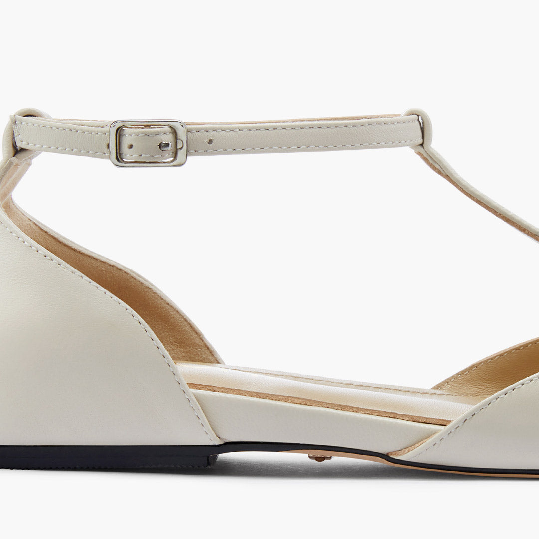 HEART OFF WHITE - T-bar Ballet Flats