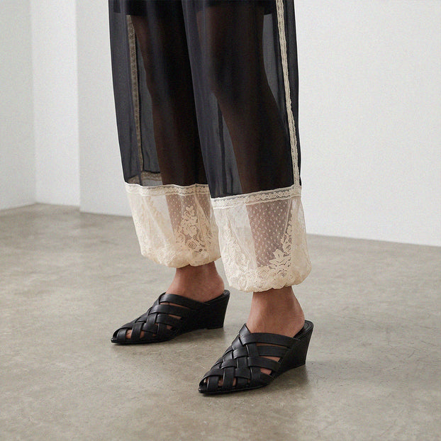Kloss Black - Leather Wedge