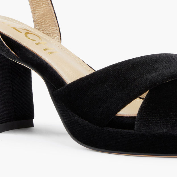 LUIZA VELVET - black platform sandals