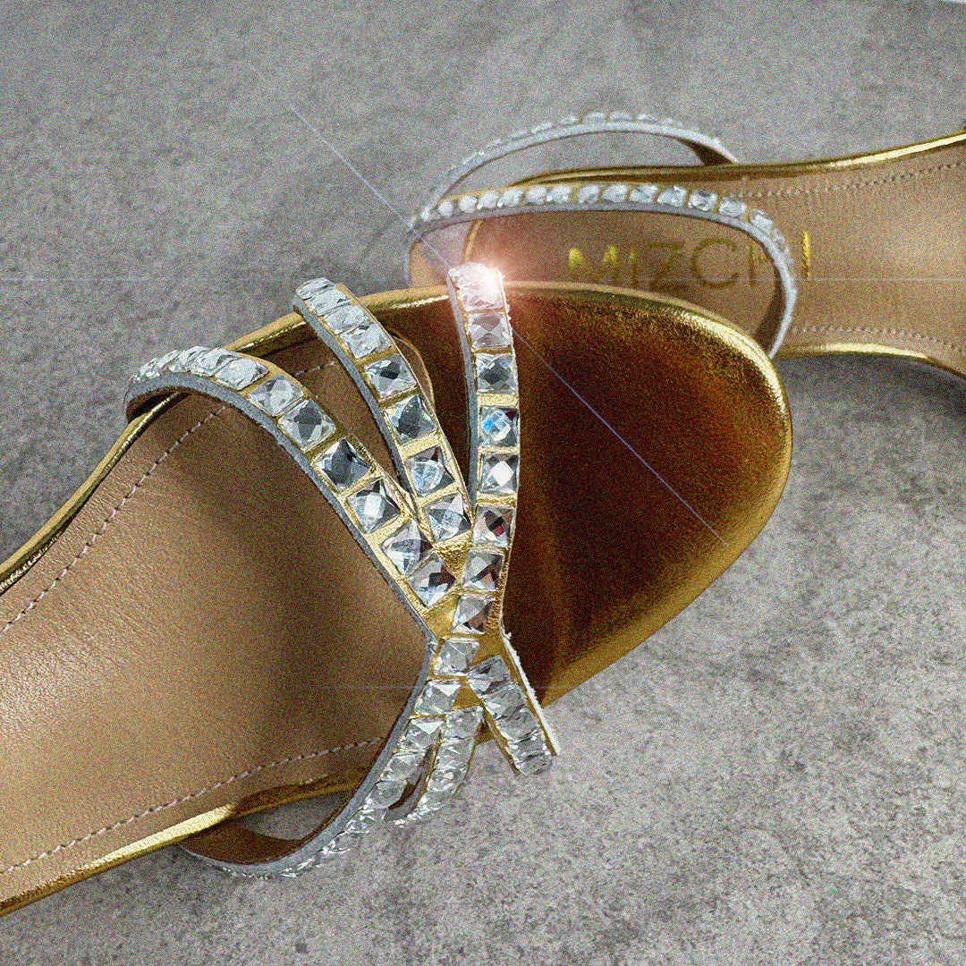 MADDY 70 GOLD  - diamond decor heels