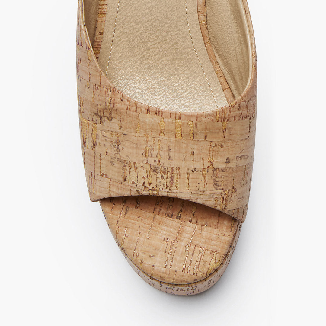 Marcela - Cork Wedge Mules