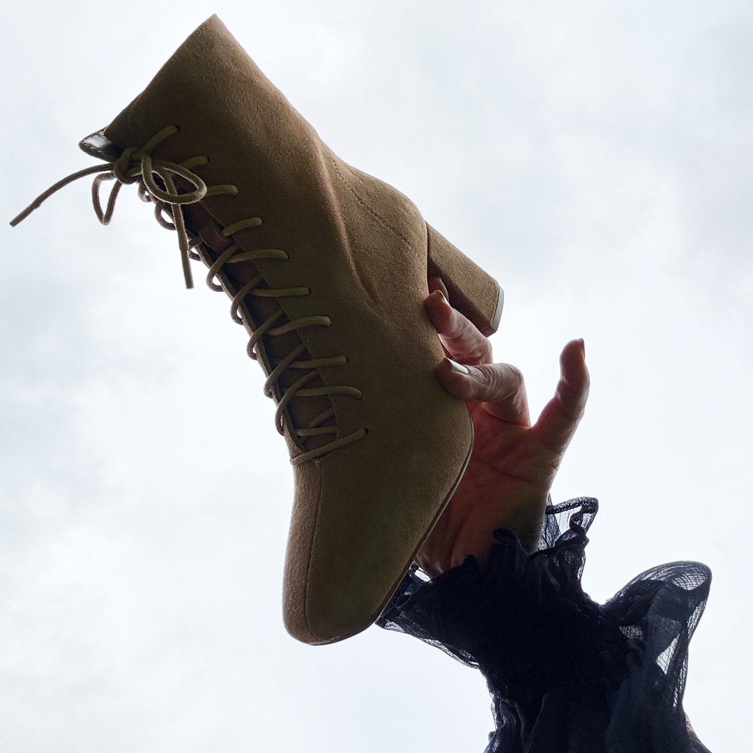 *MILO BEIGE- suede lace up bootie