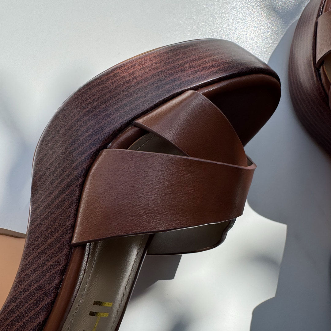*Rylee - Brown Platform Leather Sandals