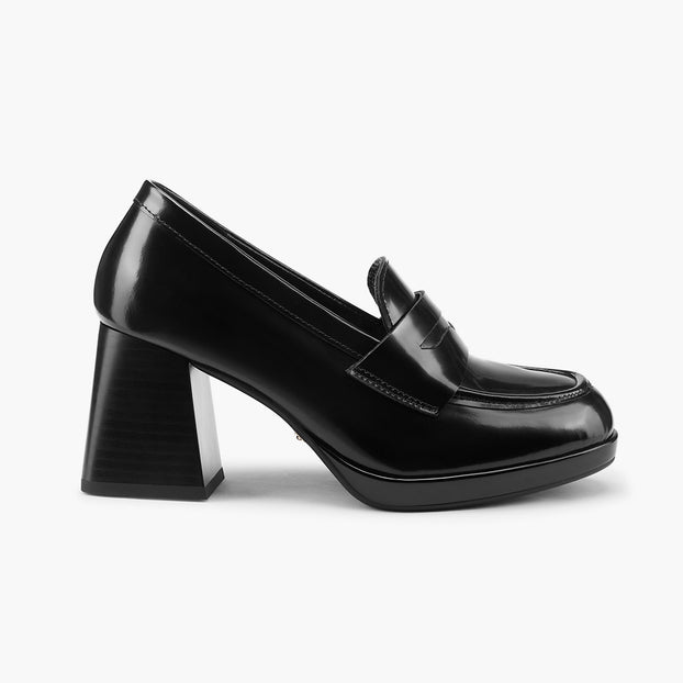 *SHARE BLACK - platform heel brogue