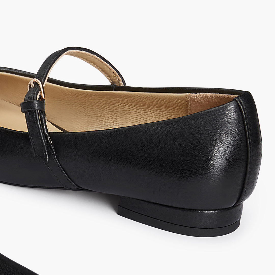Zoara Black - Leather Mary Jane Ballet pumps