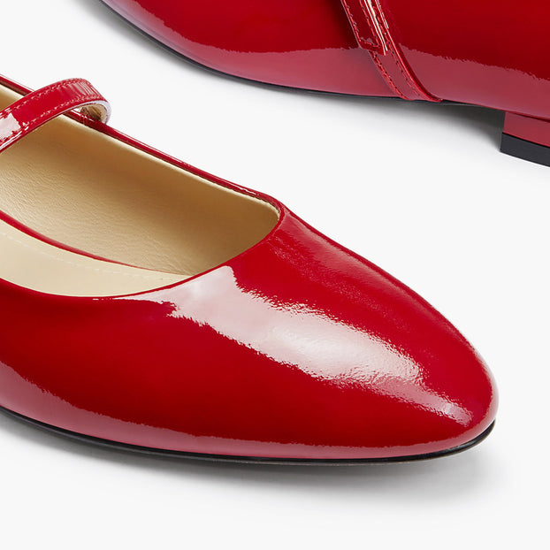 Zoara Red - Leather Mary Jane Ballet pumps
