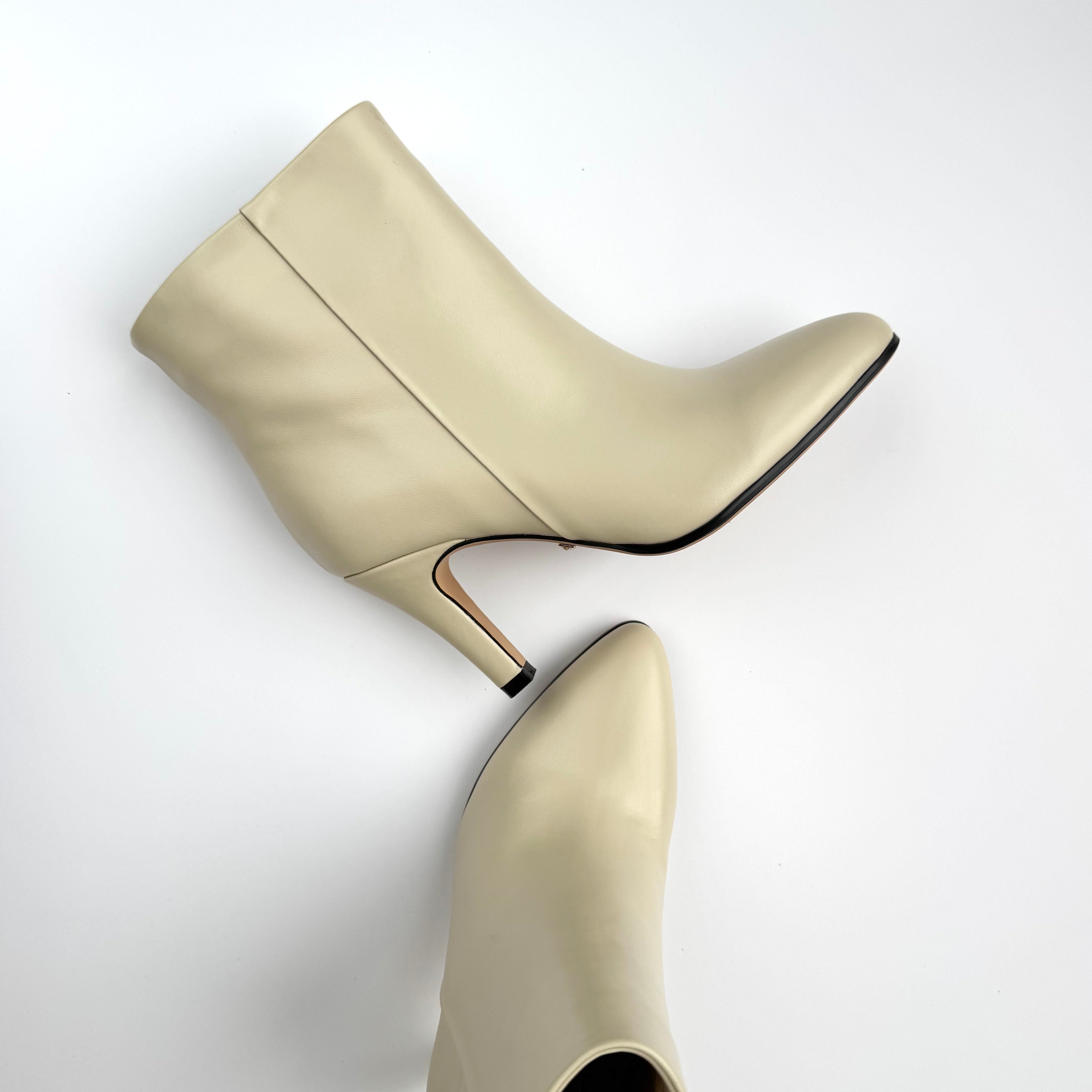TANYA - ivory leather ankle boots