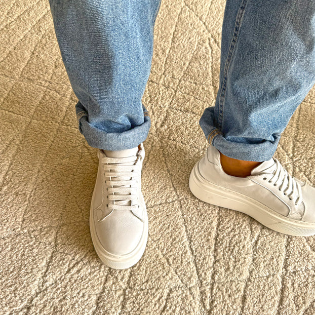 *AILANI WHITE - platform leather sneaker