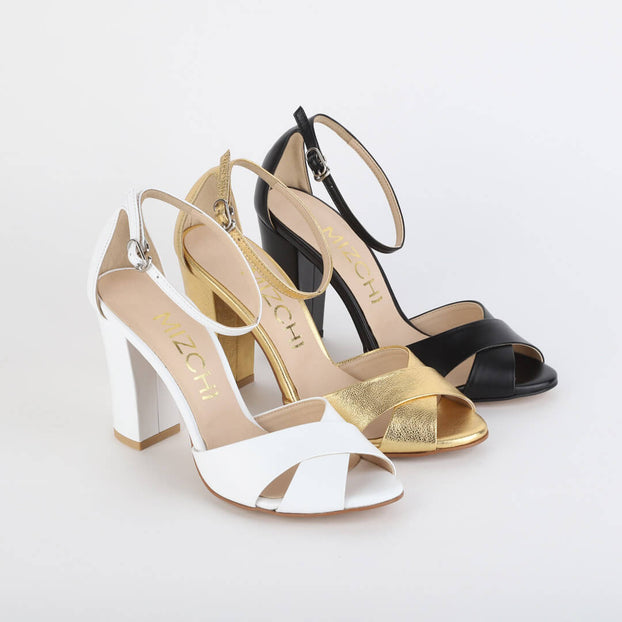 *UK size 2.5 - ALOVE  LEATHER - black, 9cm heels