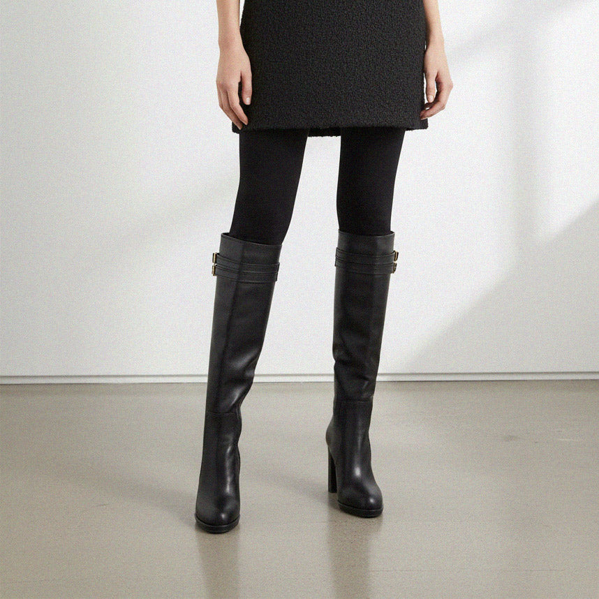 *CHICAGO BLACK - leather knee boots