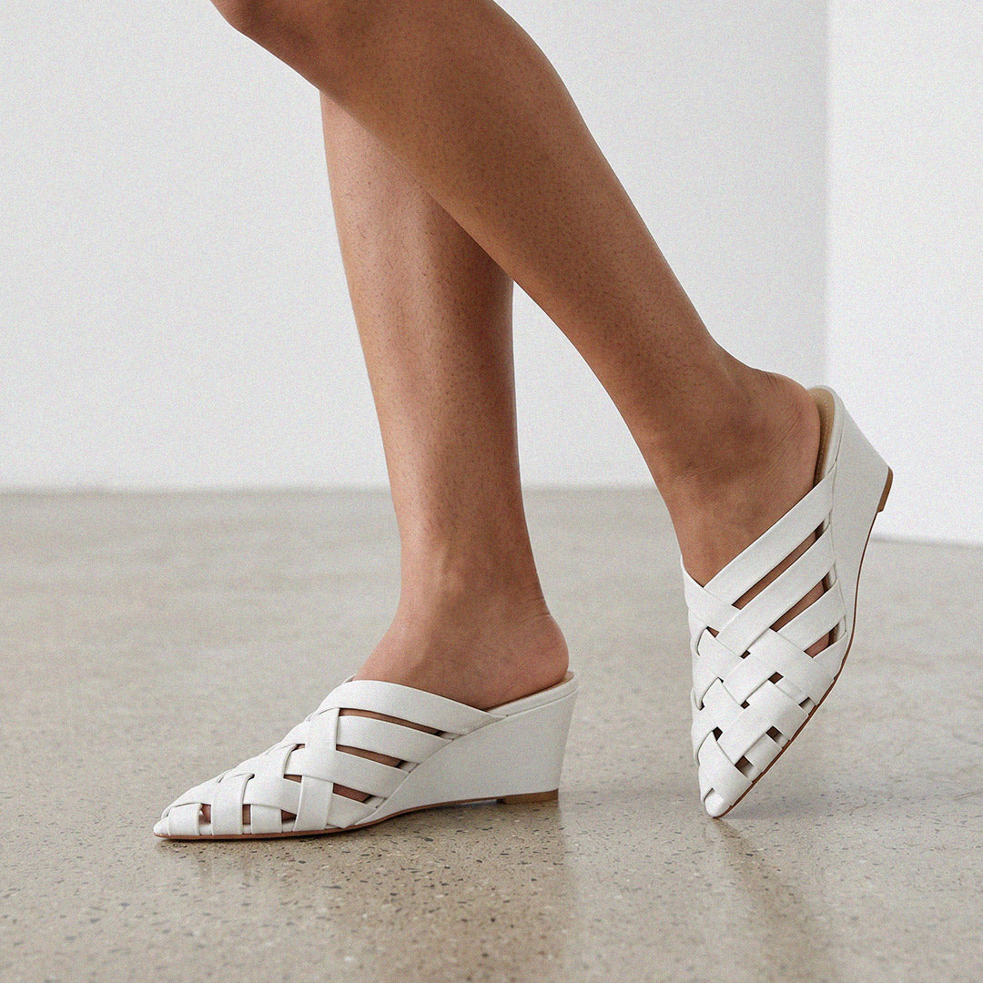 Kloss Off White - Leather Wedge