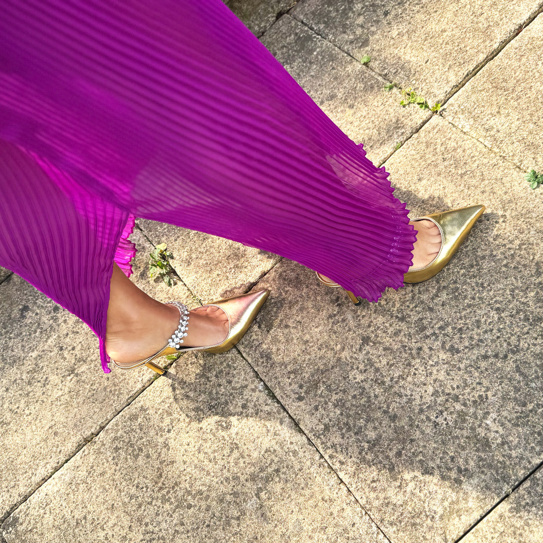 LAMIO- gold leather mules
