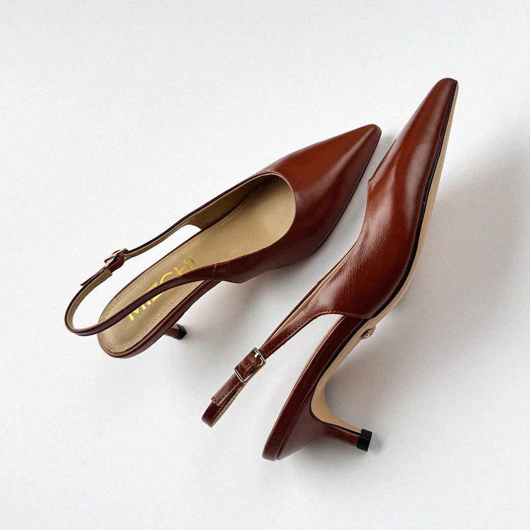 Lena 45 - brown leather slingback