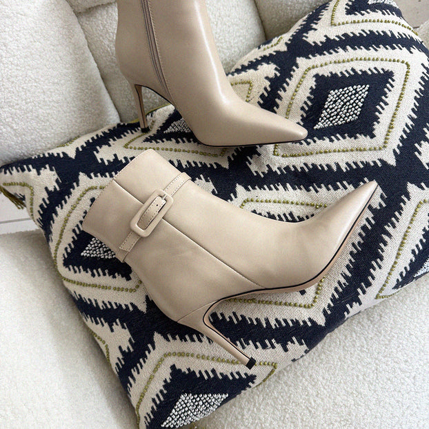 Na-Netta Cream-Beige - Leather Ankle Boots