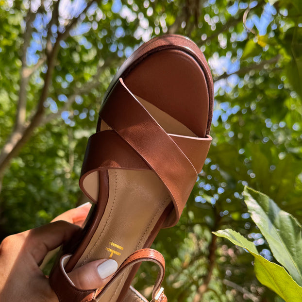 *Rylee - Brown Platform Leather Sandals