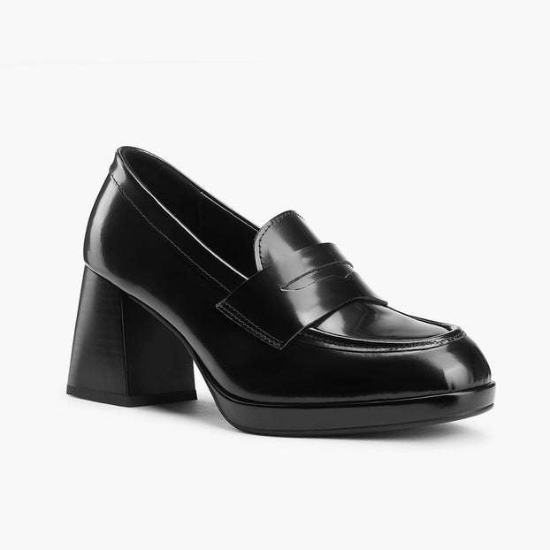 *SHARE BLACK - platform heel brogue