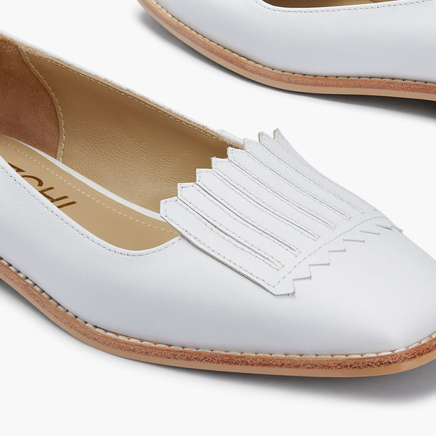 Freshfields White - Leather Flats