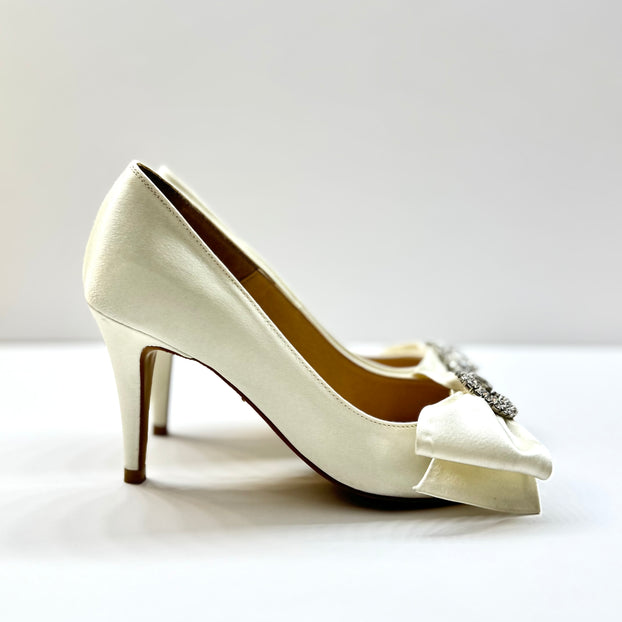 *UK size 13 - WHITE CHAPEL ivory satin , 8cm heels