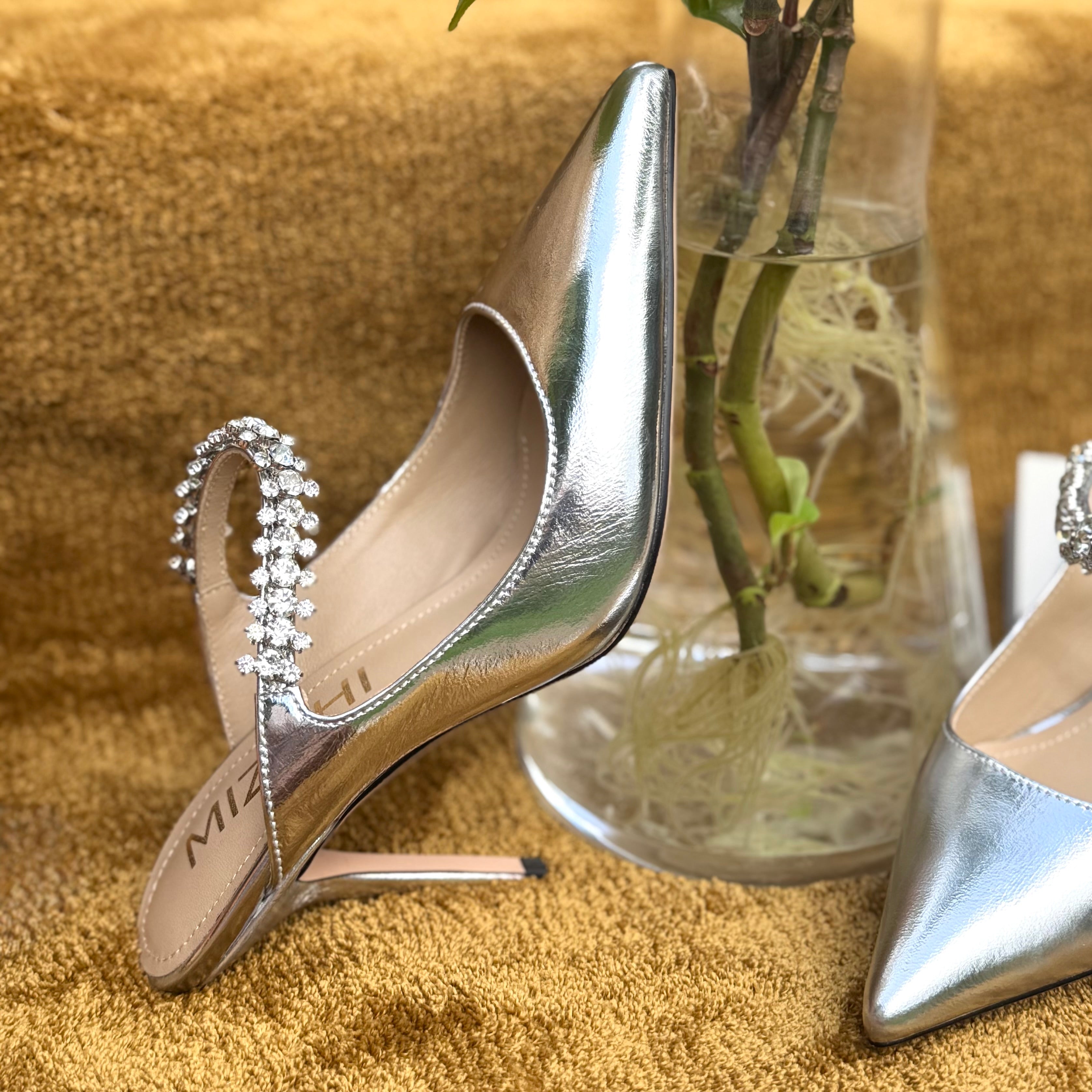 LAMIO- silver leather mules