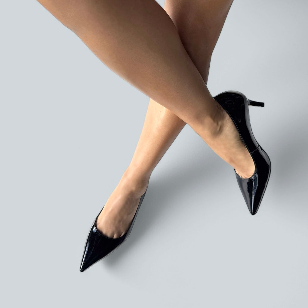 Petite Size Black Patent Mid Heel Pumps by MIZCHI Pretty Small Shoes