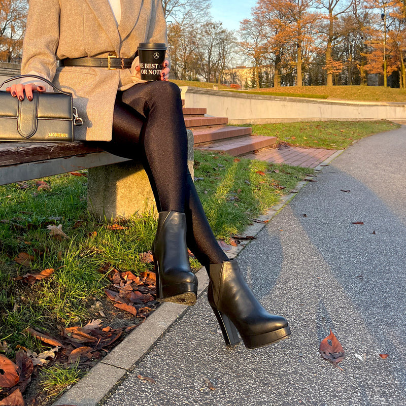 Petite Black Leather Platform Ankle Boot by MIZCHI Pretty Small Shoes