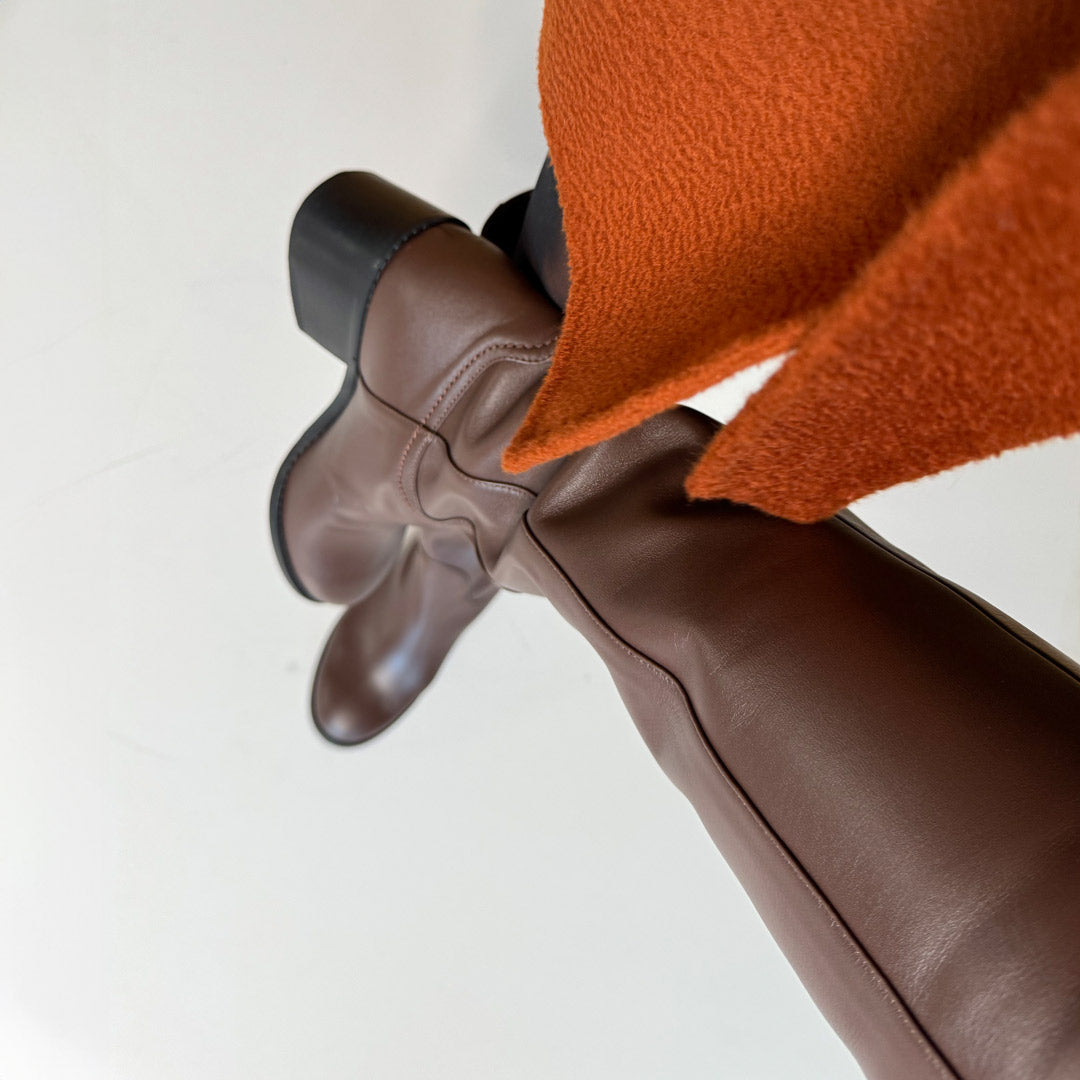 *UK size 1 - MAEVE - brown, 5cm heel (shaft height c. 33.5cm)