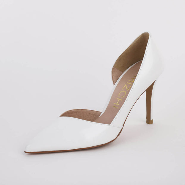 *UK size 2 - MAINZE - white leather, 8cm heels
