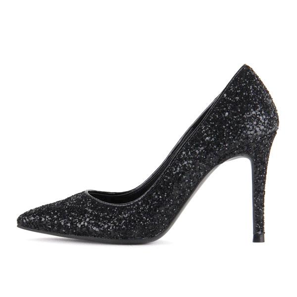 *UK size 3 - SERA - black glitter, 9cm heels