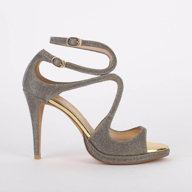 *UK size 2.5  - CONFESSION - silver shimmer , 9/1cm heels