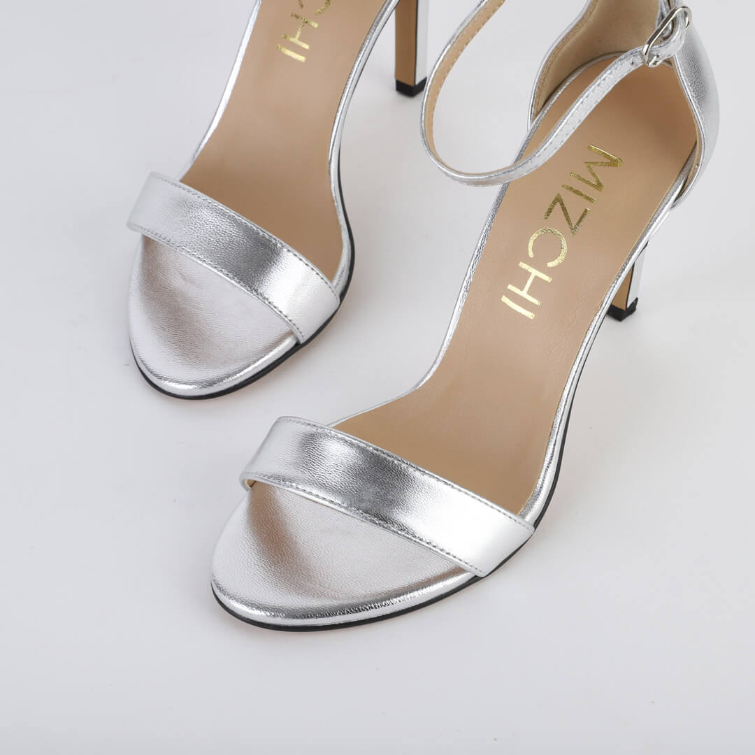 *UK size 3 - RITZY - metallic silver, 9cm heels