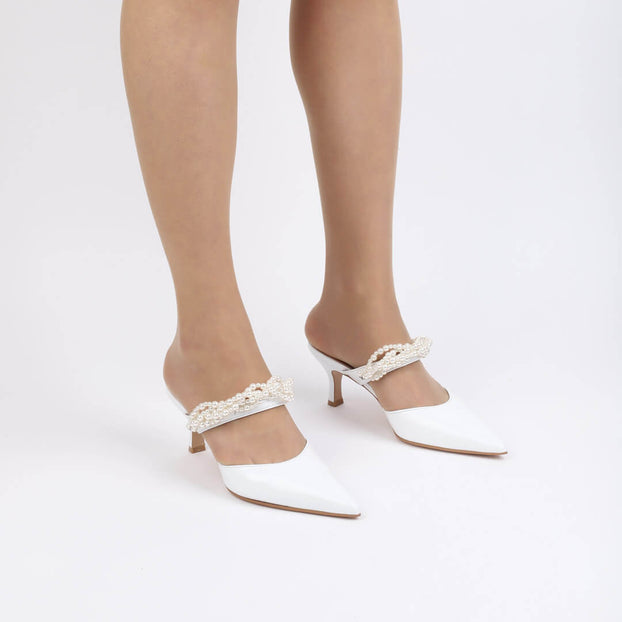 *UK size 2 - POLIE - white, 4cm heels