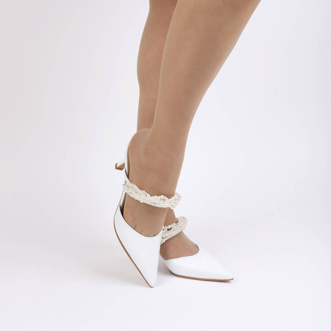 *UK size 2 - POLIE - white, 4cm heels