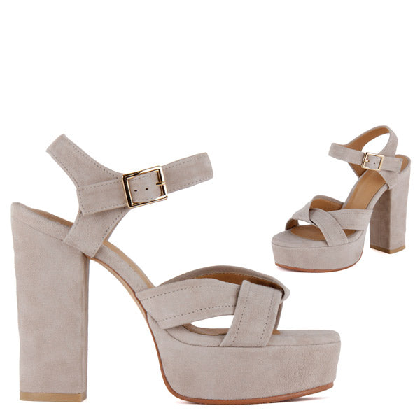 Beige suede hotsell sandals heels