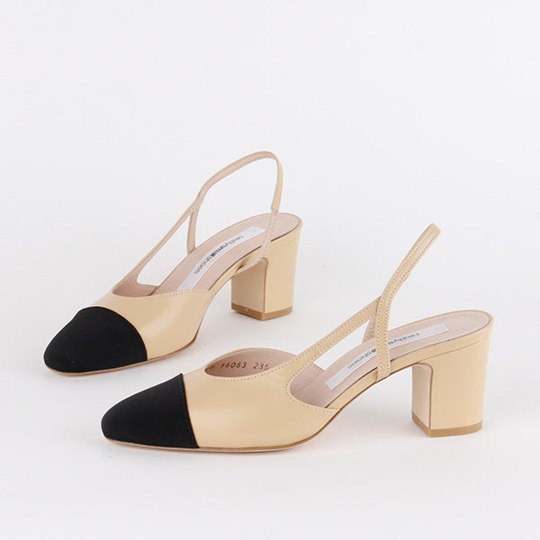 Petite Beige Sling-back Mid-Heel EMPY by Pretty Small Shoes
