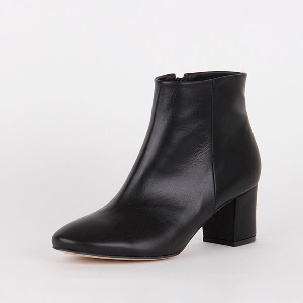 Small Size Low Price Black Leather Ankle Boots - by Pretty Small Shoes