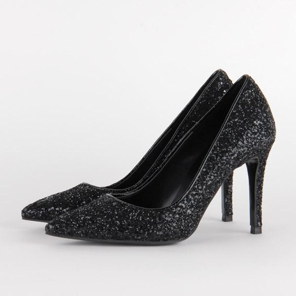 Black glitter heeled sandals - Shoelace - Women's Shoes, Bags and Fashion