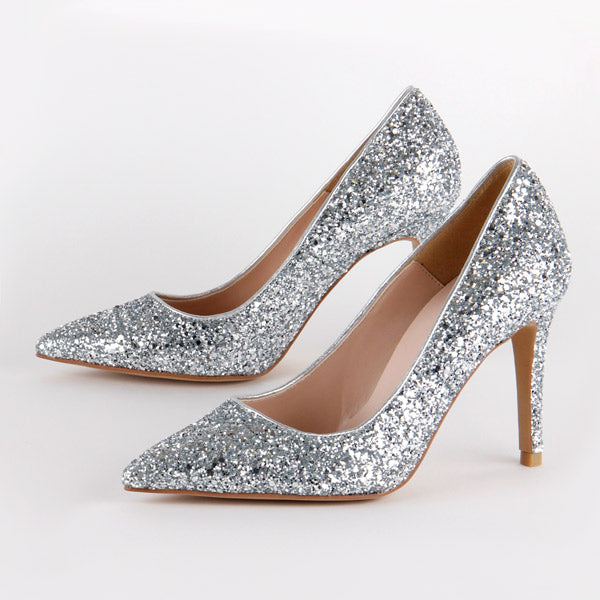 Silver hot sale sparkly stilettos