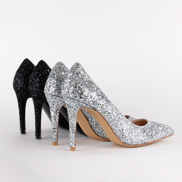 Silver sparkly clearance stilettos