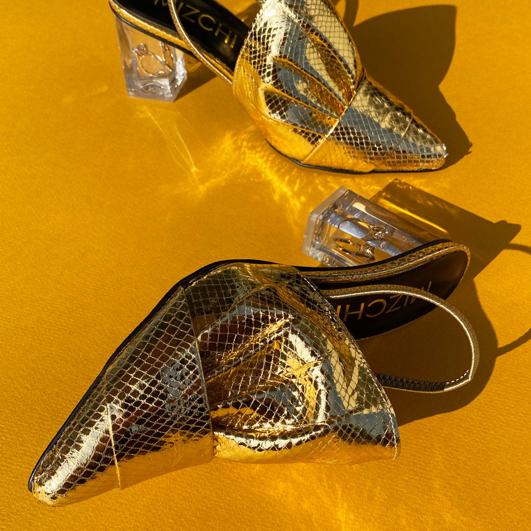 MARRYME - gold slingback heel