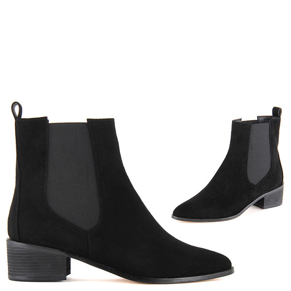 Petite Size Black Suede Leather Chelsea Boots by Pretty Small Shoes