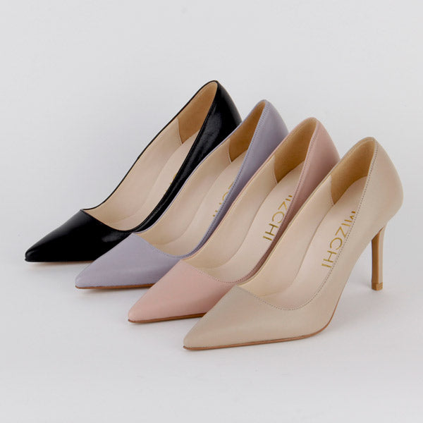 *HEMERY - black leather, 8cm size UK 2.5