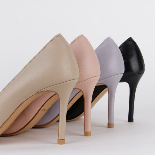 *HEMERY - pink leather, 8cm size UK 13